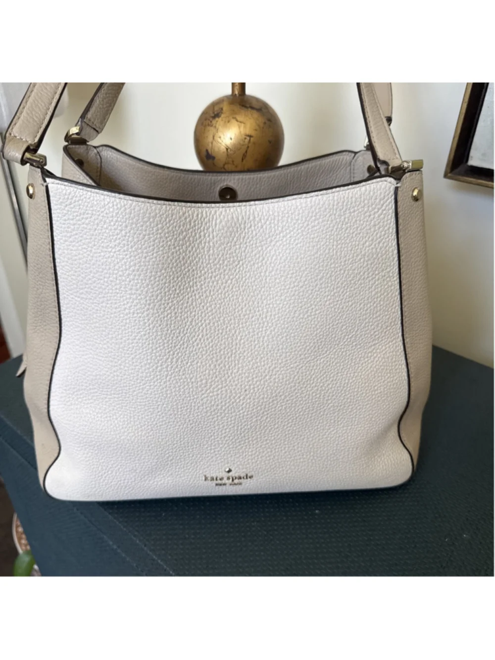 Kate Spade Leila 3 Compartment Shoulder Bag & Wallet Ivory Beige Pebble Leather